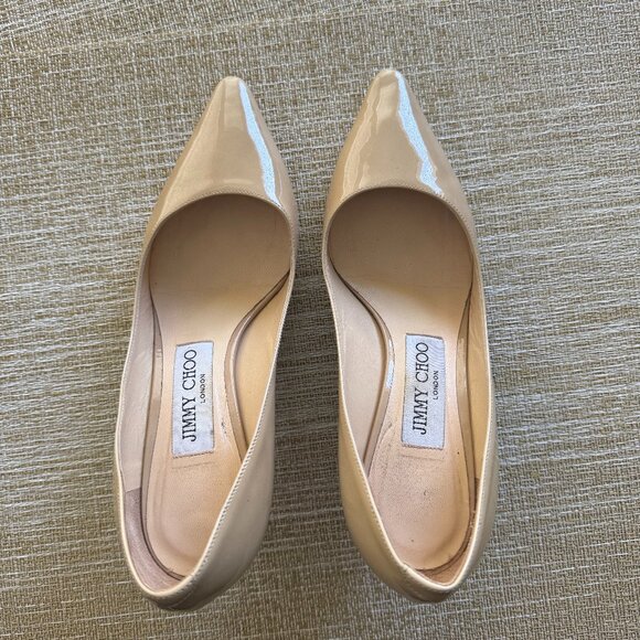 Jimmy Choo ROMY 60 Patent Leather Pointed Pumps in Nude | EU Size 35 | EUC - Picture 3 of 8